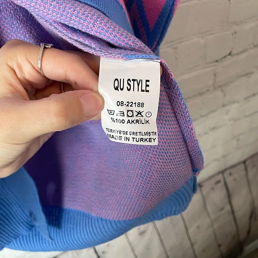 Qu Style Retro Multicolored Cardigan One Size - Picture 5 of 6